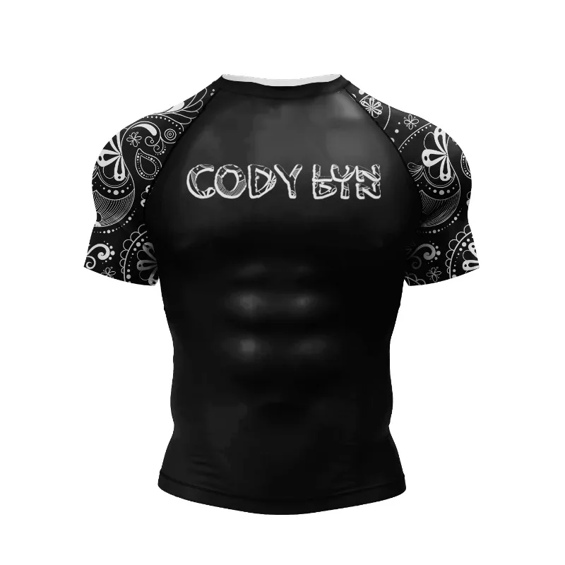 Cody Lundin Men Sublimation MMA Rashguard Bjj Jiu Jitsu Exercise Sportwear High Elastic 3D Printed Compression Grappling Blouse