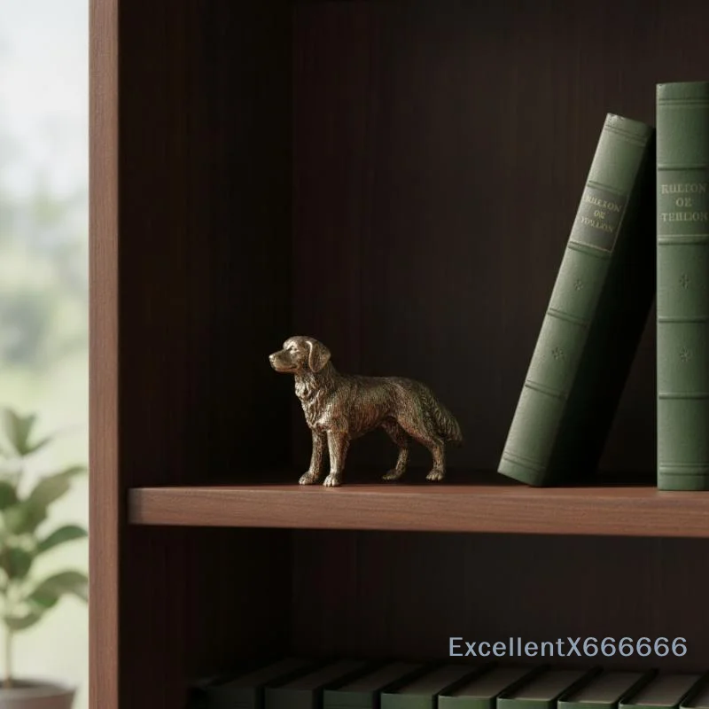 Sheepdog Statue Antique Copper Hound Figurine Tea Pet Miniature Desktop Ornament Home Decor Puppy Sculpture Collectible Craft