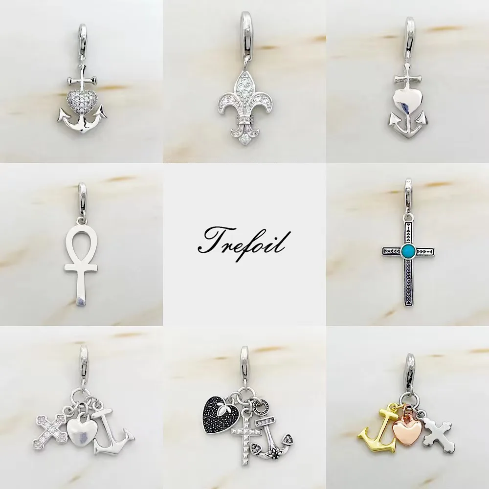 Fluer-de-Lis Hope Love Faith Charms Pendant,Jewelry 925 Sterling Silver Vintage Gift For Women Men Fit Bracelet Necklace Bag