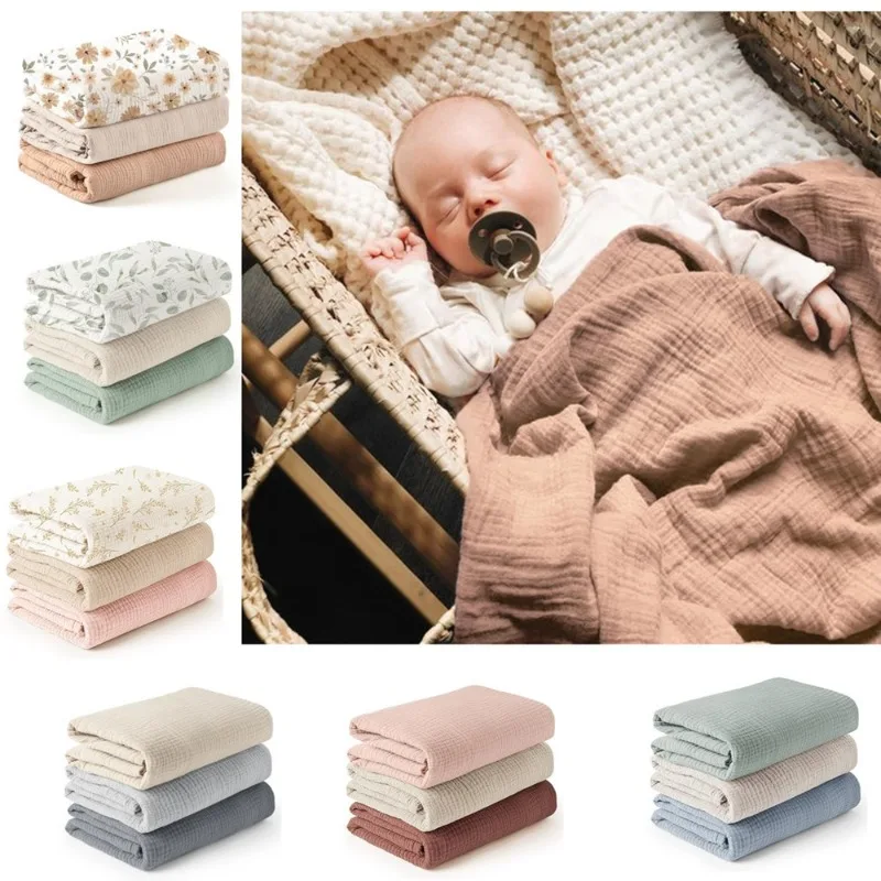 3pcs/set 100*100cm 6-Layer Muslin Cotton Newborn Photography Blankets Mats Large Receiving Wrap Soft Breathable Swaddling Cloths