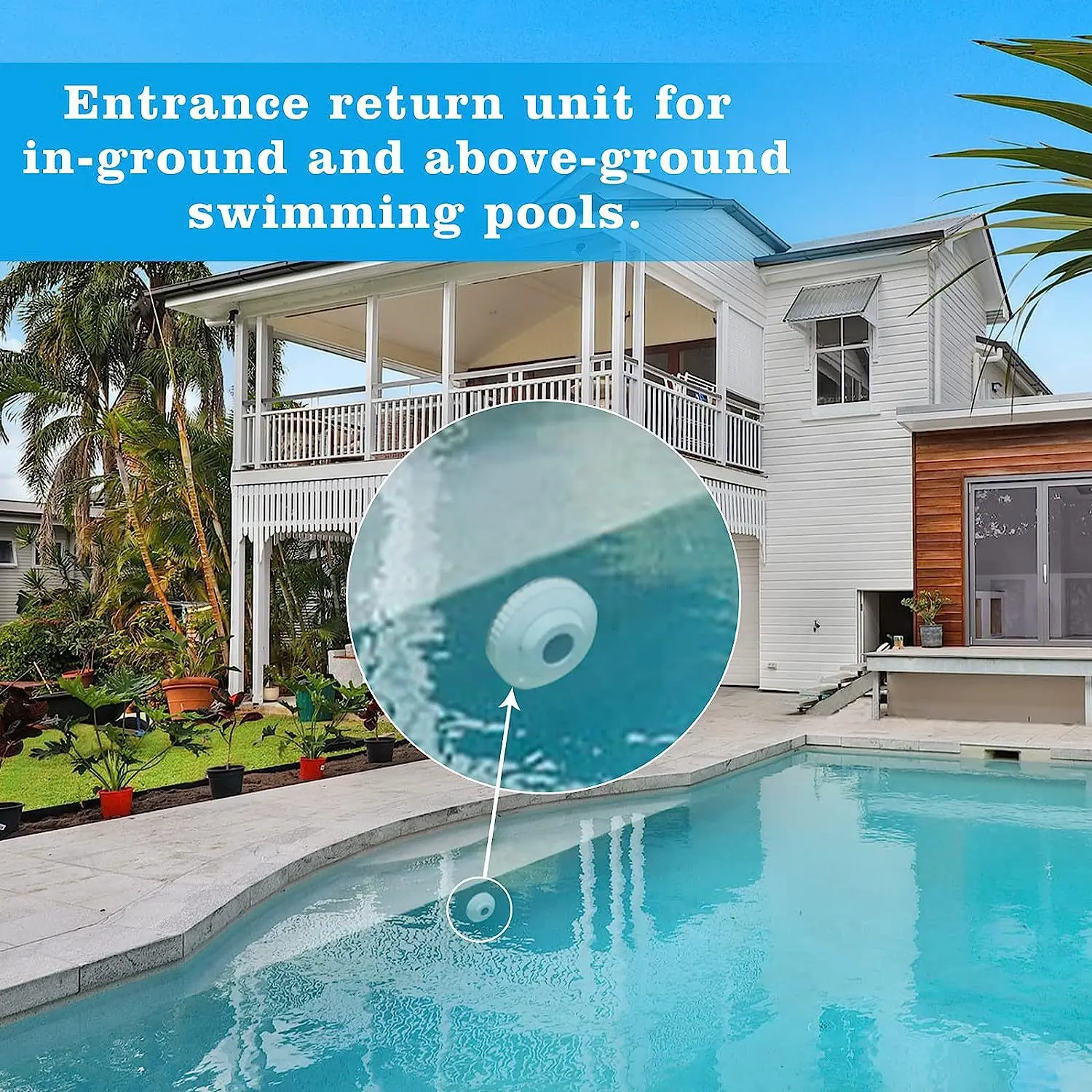 SP1023 SP1419D Replacement Inlet Jet with Lock Nut and Washers for 1.5 Inch Pool Intake and Return Port Connections