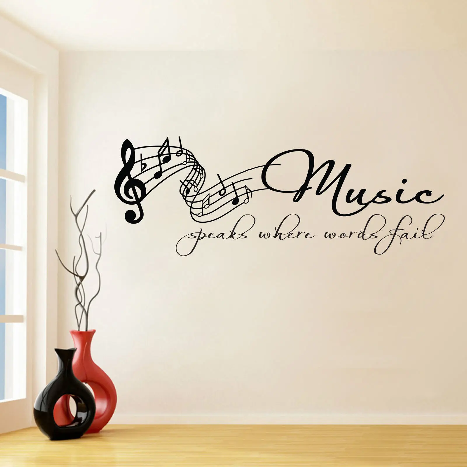 MUSIC SPEAKS WHERE WORDS FAIL  quote Stickers  decor  decal removeable Custom DIY Kids gift