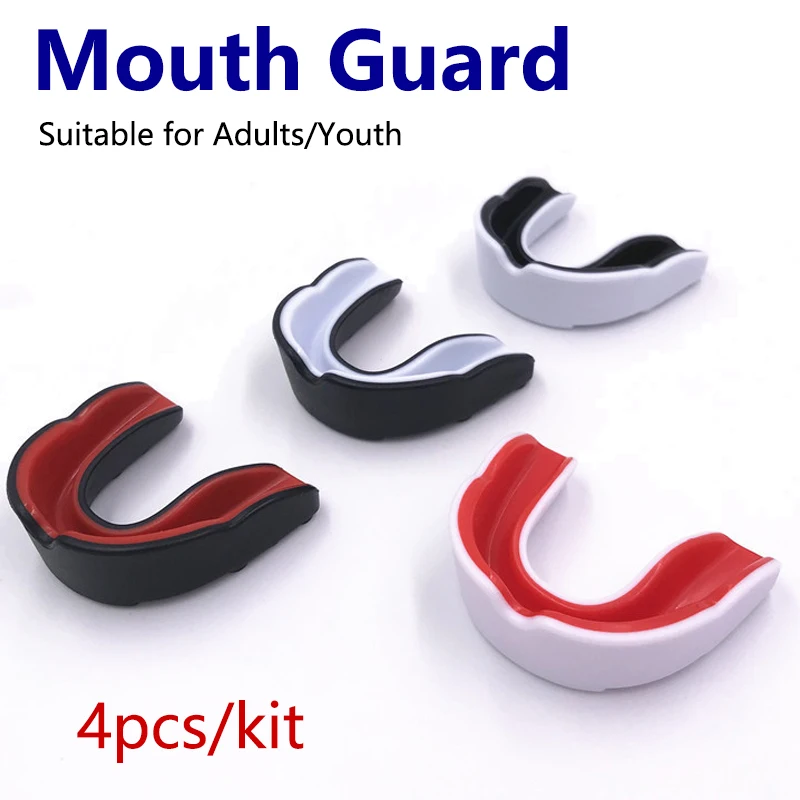 4pcs/set Mouthguard Adults and Junior Mouth Guard for Boxing, Basketball, Lacrosse, Football, MMA, Martial Arts