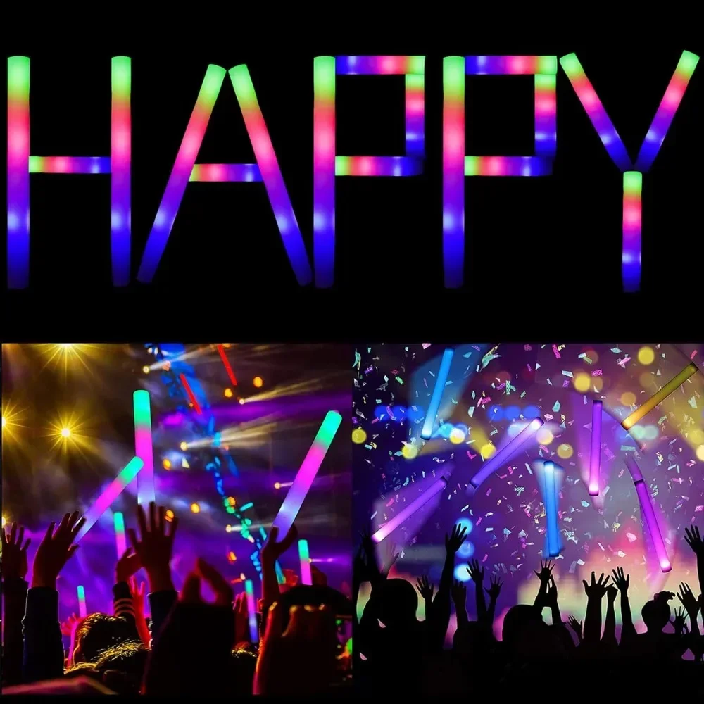 

Foam Glow Sticks-30PCS LED Light Up Foam Sticks With 3 Modes Flashing Party Supplies Glow in the Dark Rave Party Supplies