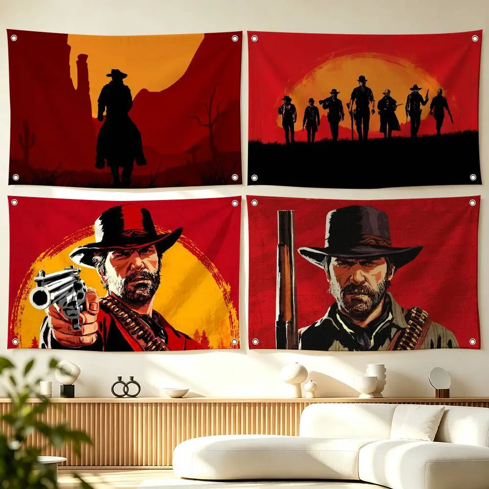R-Red Dead Redemption 2 Game  Flag Suitable For Party Club Outdoor Interior Wall Decoration Banner Fans Gift