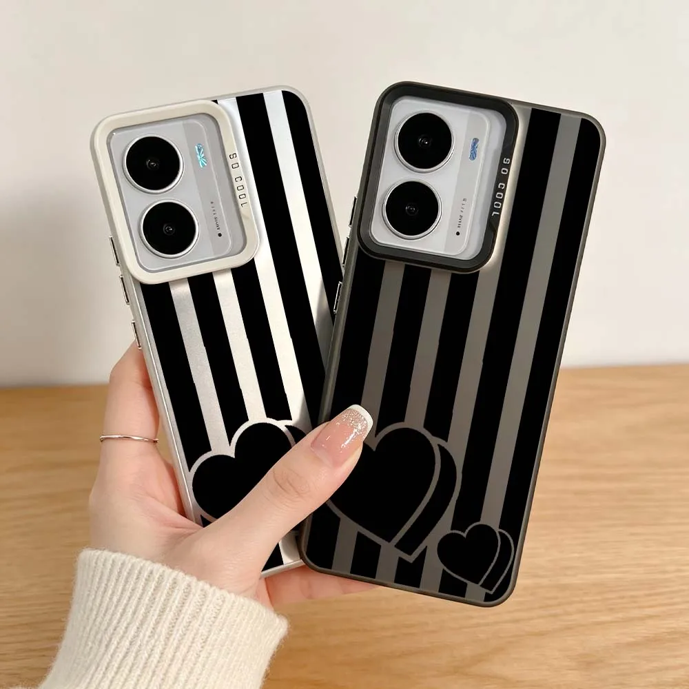 Чехол для телефона с черным полосатым дизайном для Realme 14X 14 13 12X 12 11X 11 10 9i C67 C75 V60 70 C25Y Pro, серебристого цвета.