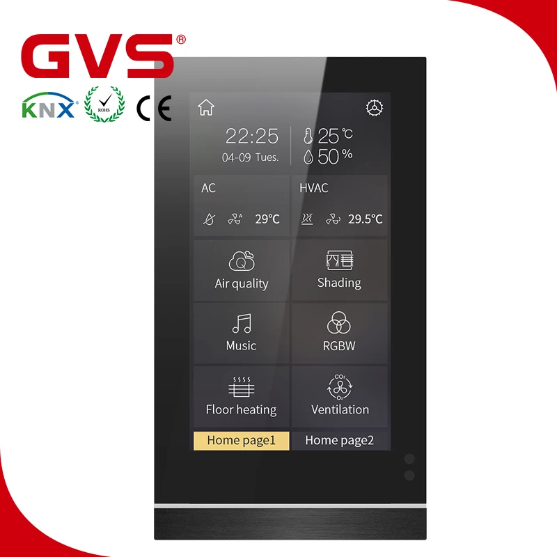 5 Inch Smart hotel Touch Screen Temperature Control KNX Panel Wall Central Control Glass Smart KNX Switch