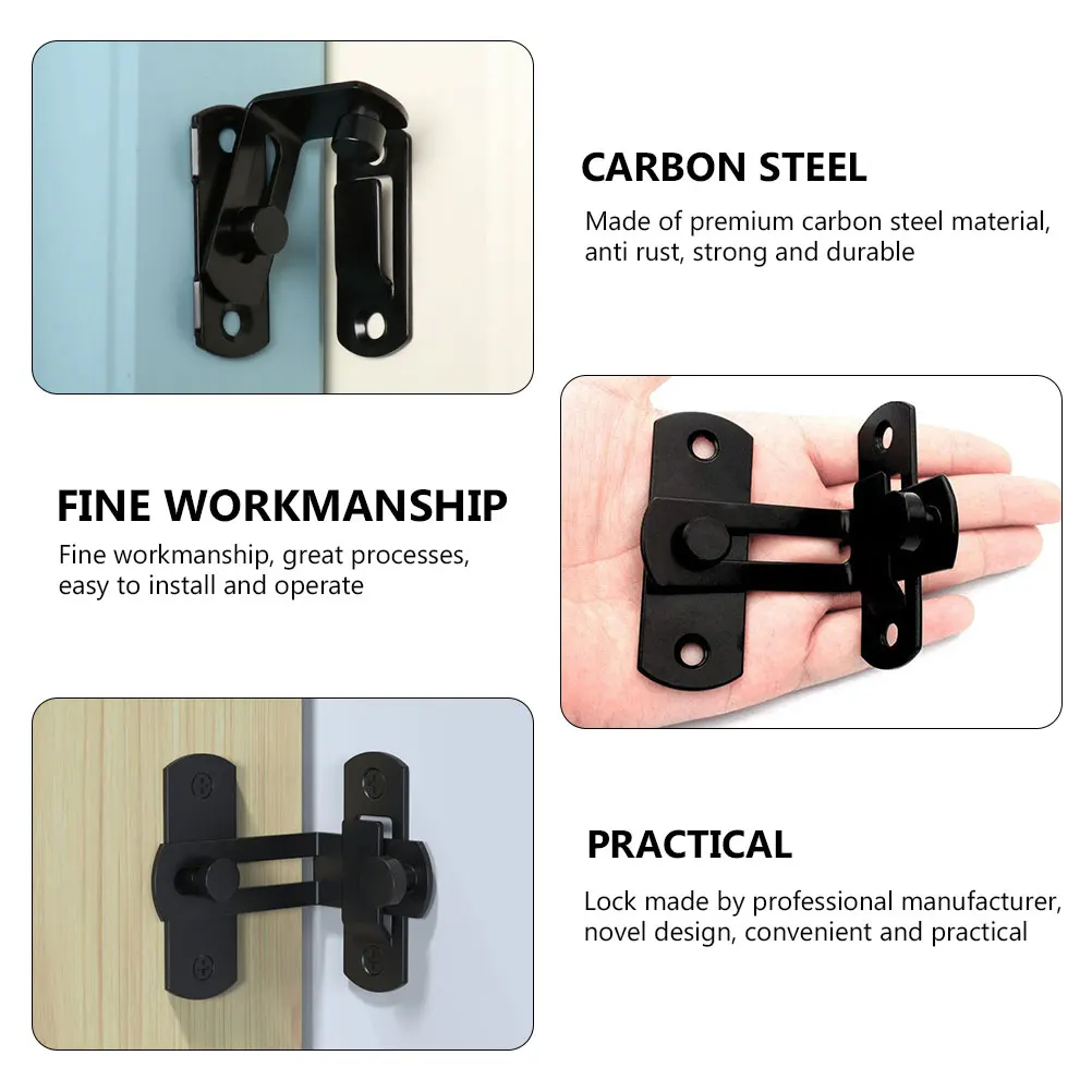

2pcs Hasp Lock Bolt Door Latch Carbon Steel Black Window Sliding 90 Degree Child Safety Cabinet Drawer Furniture Hardware Buckle