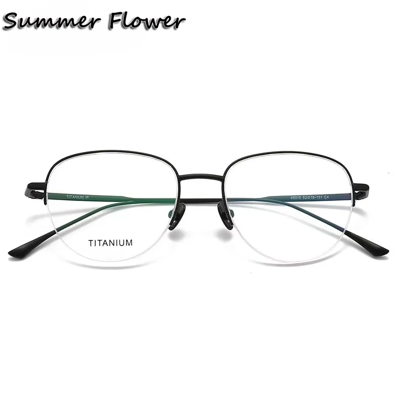 

Oval Semi Rim Pure Titanium Glasses High Quality Optical Prescription Lens Frame Men Gafas Women Trend Desig Glasses for Reading