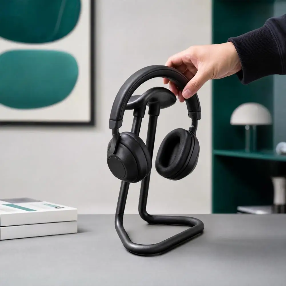 3D Printed Headphone Stand Simple Headset Holder with Triangular Stable Base Headphone Rack for Gaming Desktopsand Study Desks