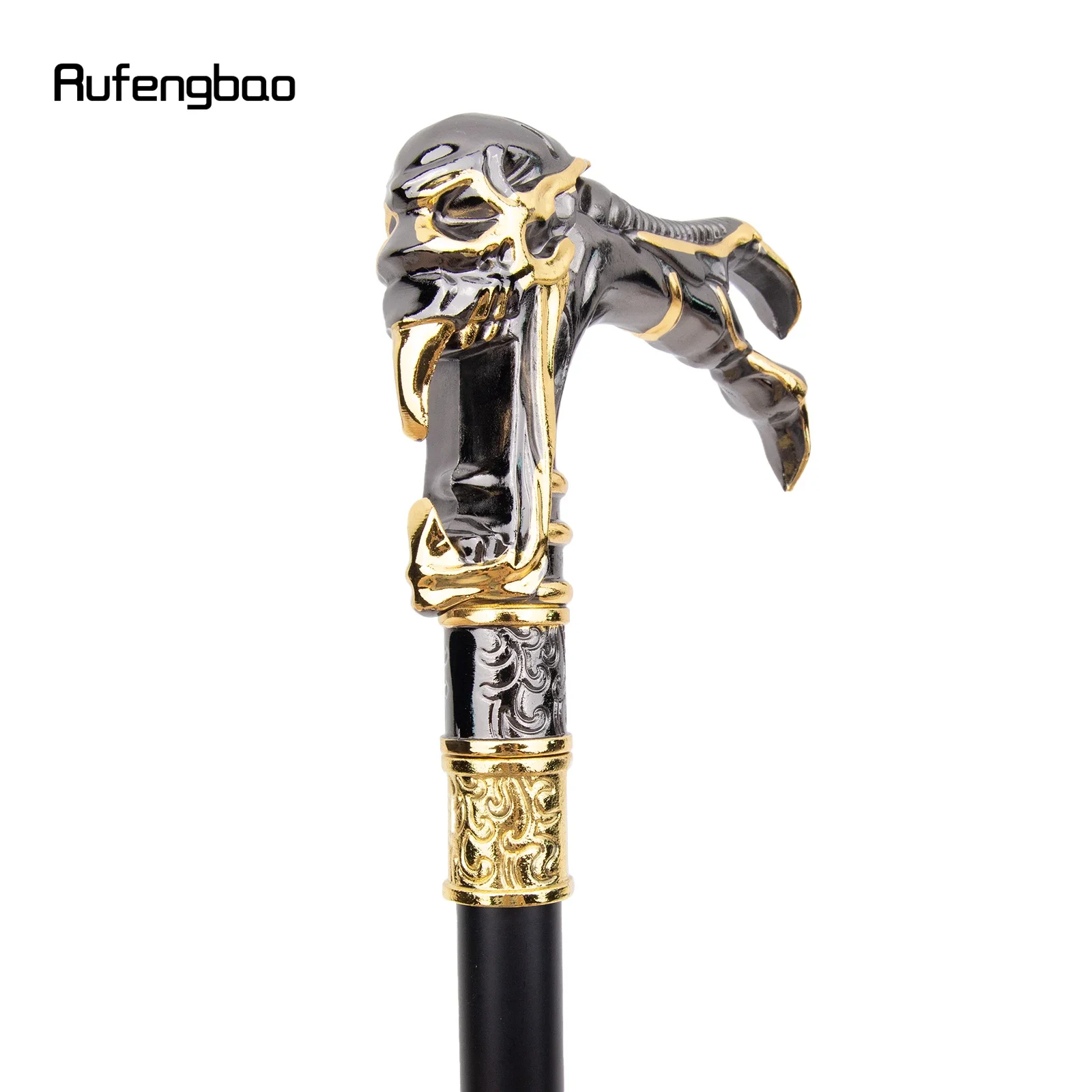 Golden Black Ghost Skull Head Single Joint Fashion Walking Stick Decorative Vampire Cospaly Party Cane Halloween Crosier 93cm