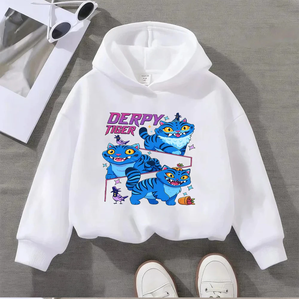 سويت شيرت للأطفال لطيف أزرق نمر كارتوني طباعة كم طويل بلوفر طفل بنين بنات كاجوال 2-8 سنوات