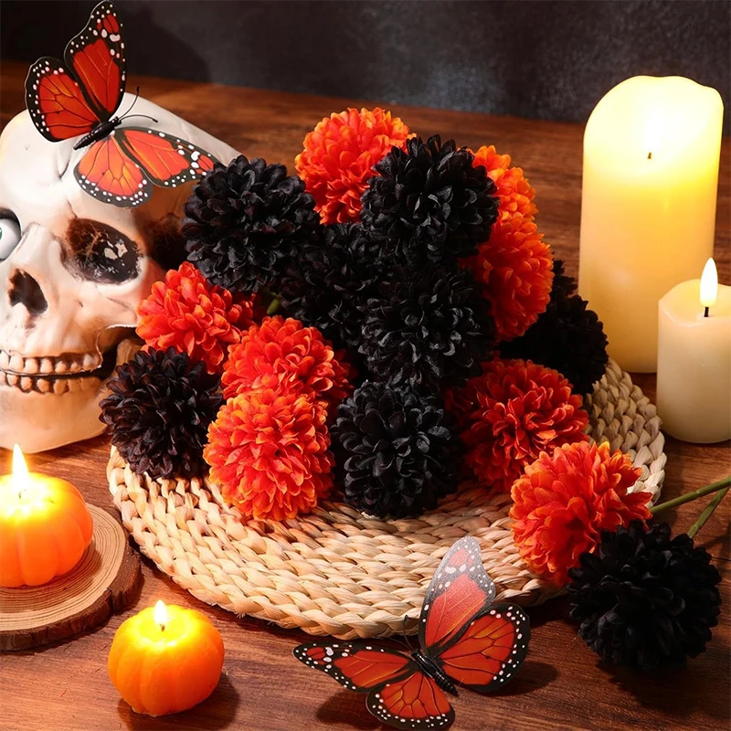 2/4 Stück Herbst Künstliche Blumen Dekor Seide Gänseblümchen Künstlicher Blumenstrauß für Zuhause Hochzeit Dekor Party Halloween Dekoration Gefälschte Blume – Detail 5
