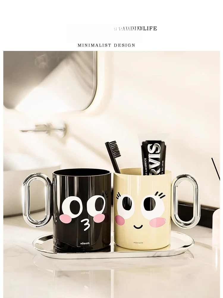 

Tlife Vigour Couple Toothbru Cup with Handle Batoom Creative Wa Cup Plastic Material Dental Care Organizer