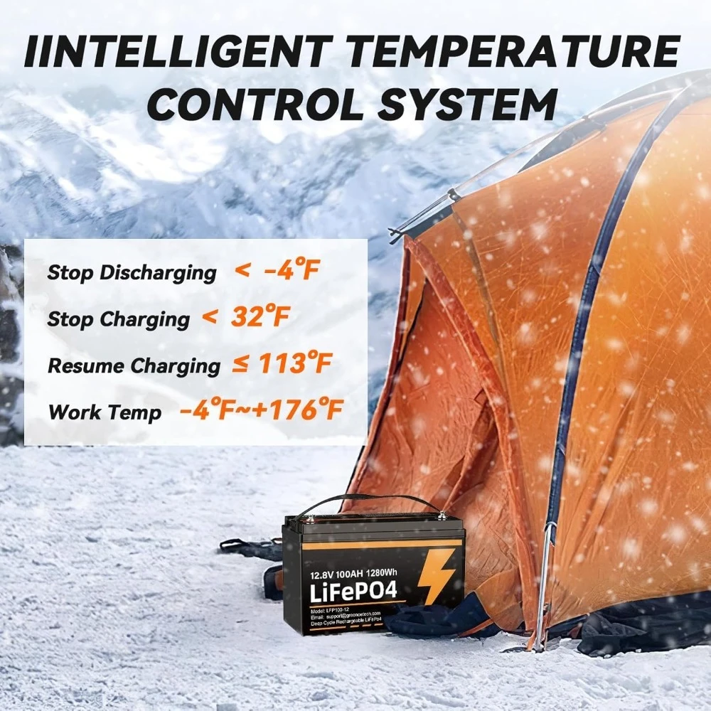 12V 100Ah LiFePO4 배터리 그룹 31 (100A BMS 포함), 15000+ 사이클 리튬 배터리 (태양광, RV 및 해양용)