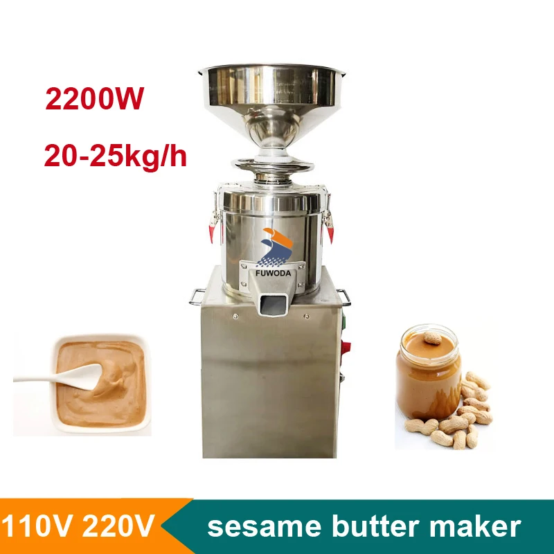 

Commercial 20-25kg/h Sesame Butter Maker Grinder Electric 110v 220v Peanut Walnut Almond Nuts Paste Pulping Making Machine 2200W