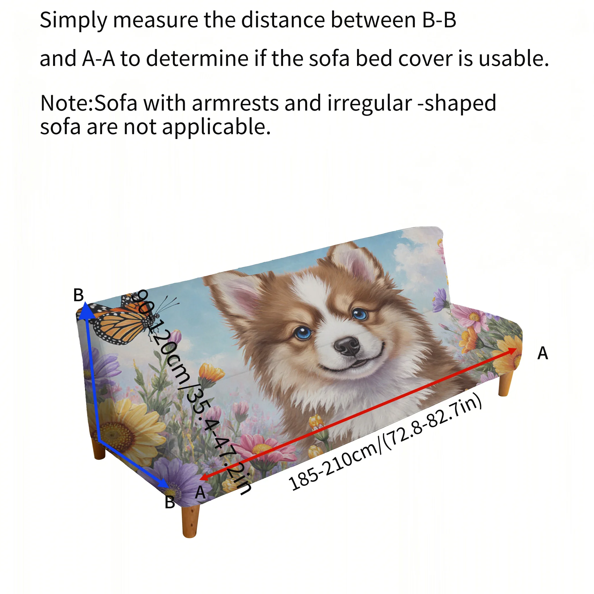 All-inclusive elastic scratch-proof sofa bed cover, Huahai Corgi sofa bed cover, easy to install and machine washable