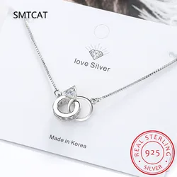 Trendy Top Quality Heart Double Circle Geometric Charm Bracelet for Women Zircon Bracelet pulseira feminina Valentine's Day Gift