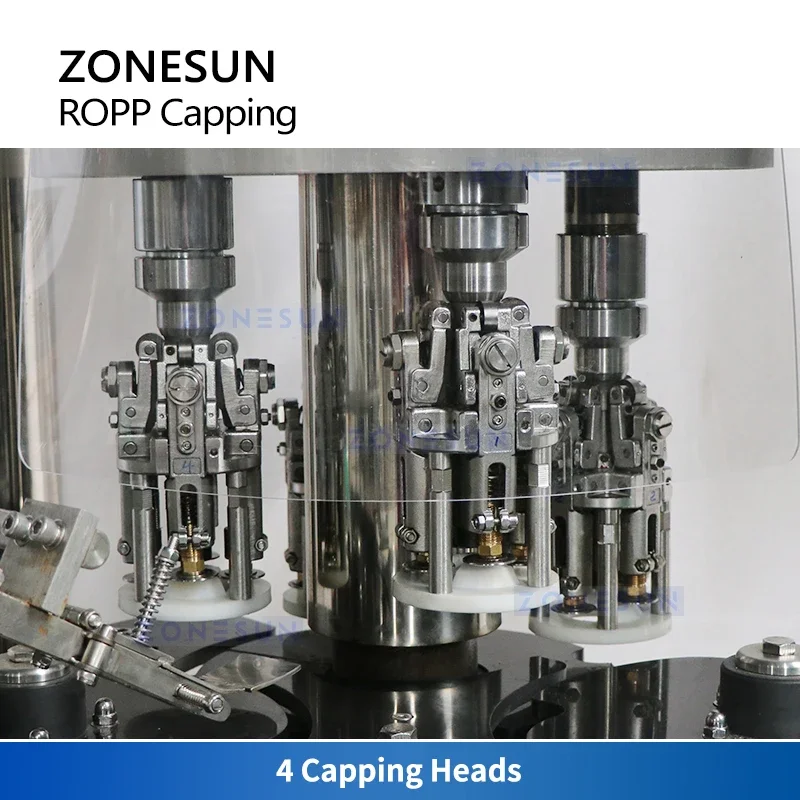 ZONESUN ZS-XG440C4 Auto ROPP Capping Machine High Speed Aluminum Cap Bottle Sealing Machine for Wine Olive Oil Glass Bottles