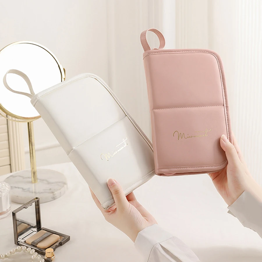 ثقب فرشاة للمكياج حقيبة وظيفية مستحضرات التجميل حالة السفر المنظم يشكلون فرش حامي أدوات ماكياج كيس دوار 2025 جديد