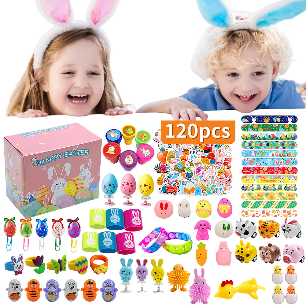 

120Pcs Prefilled Easter Eggs Easter Egg Fillers with Assorted Toys Easter Basket Stuffers Filled Easter Egg Gift for Boys Girls