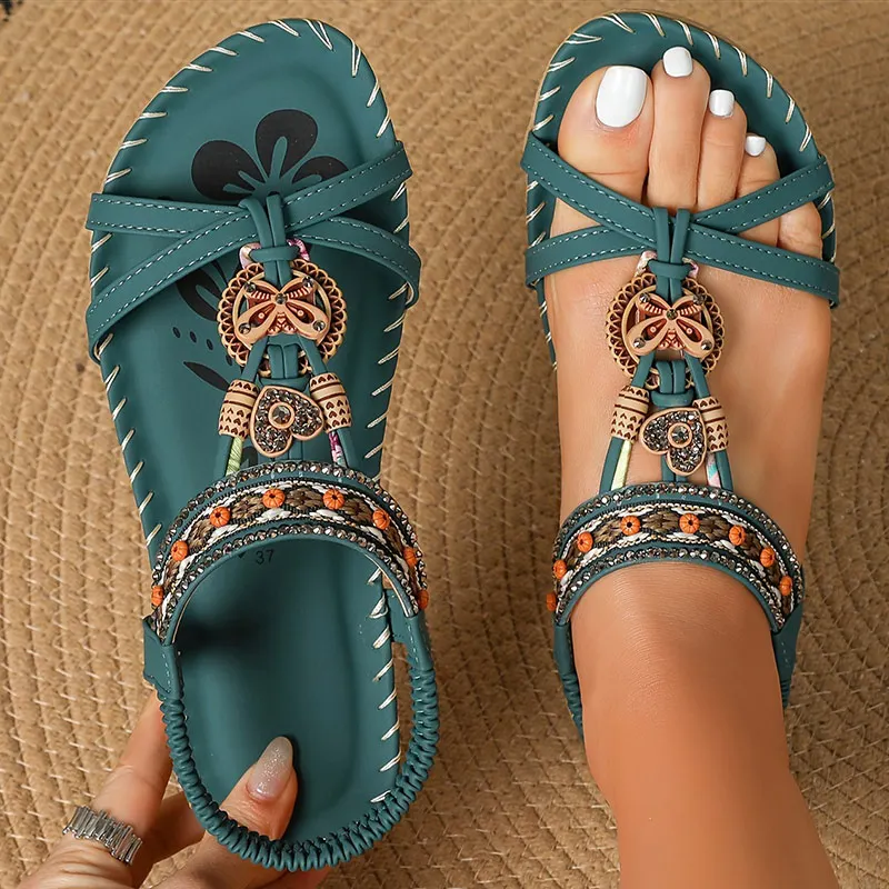 Women's Sandals Bohemia Style Summer Sandals Women Soft Bottom Low Heels Sandals Shoes Woman Non-slip Shoes Summer Footwear image 3