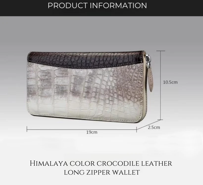 Carteiras Billeteras Custom Made Luxury Real Genuine Crocodile Skin Leather Unisex Women Man Long Zipper Clutch Wallet Purse