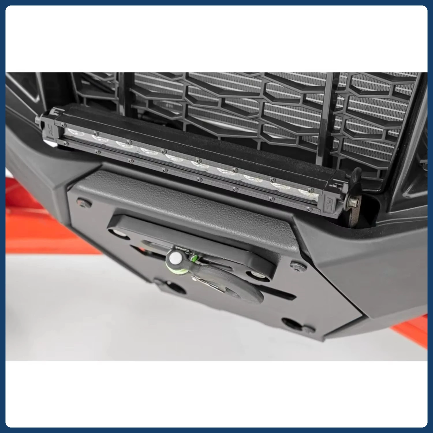 RS4500S Off-Road Winch Mount: 4500LB Capacity with Synthetic Rope & Slim LED Bar for Truck/ATV Recovery