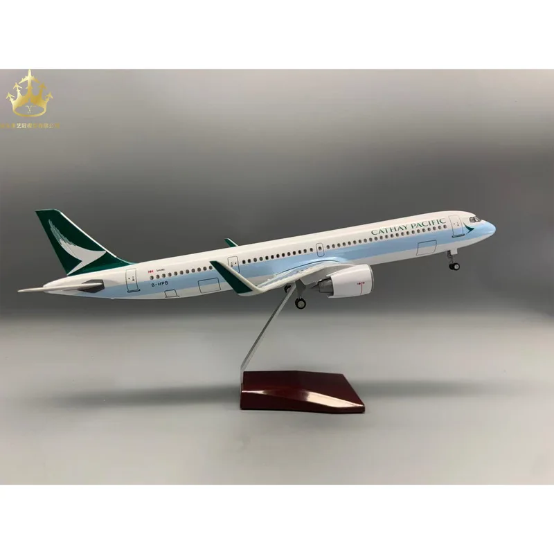 A321 Cathay Pacific Aircraft Model With Lights And Wheels Simulation Static Model Ornament For Boys' Birthday Gift