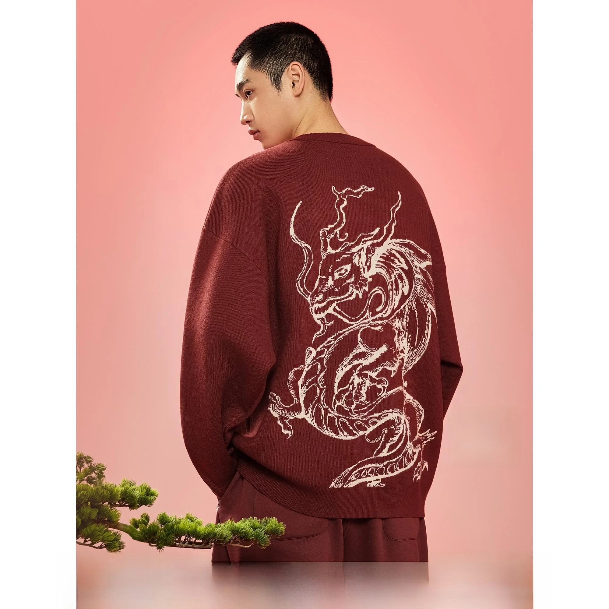 

Красный вязаный свитер с круглым вырезом и принтом, мужской зимний теплый свитер Bodydream на Новый год, вязаная рубашка с круглым вырезом для пар, китайский зодиак...