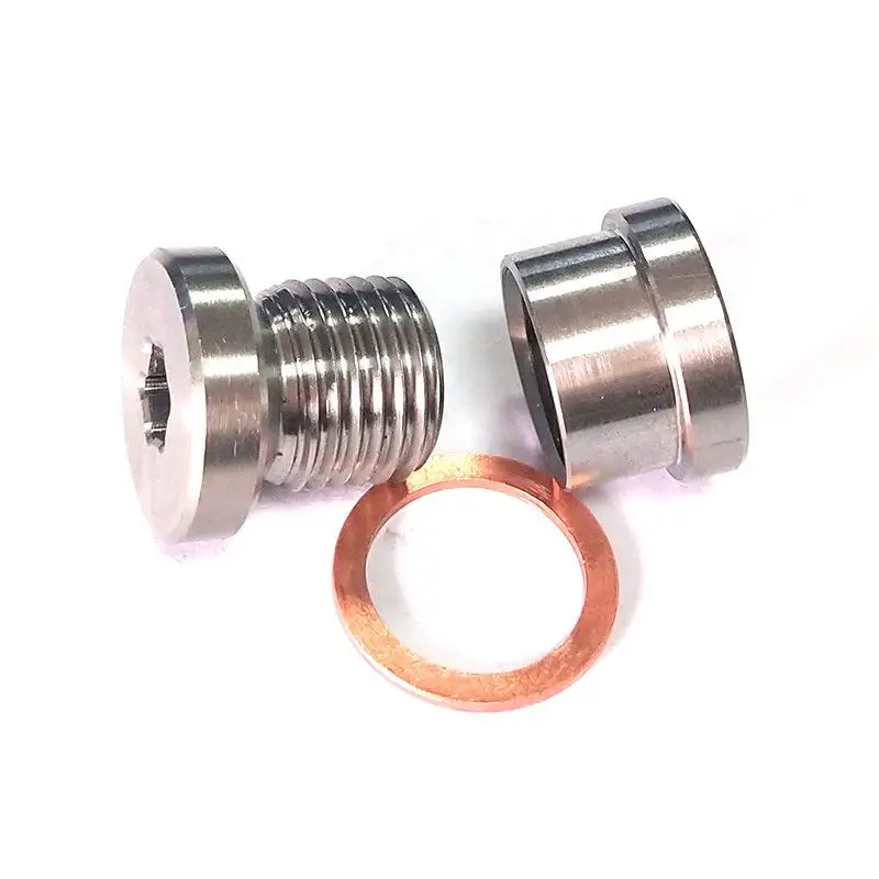 M12X1.25 Stainless Steel Inner Hexagon Plug And Nut Kit O2 Oxygen Sensor Nut Exhaust Stepped Bung