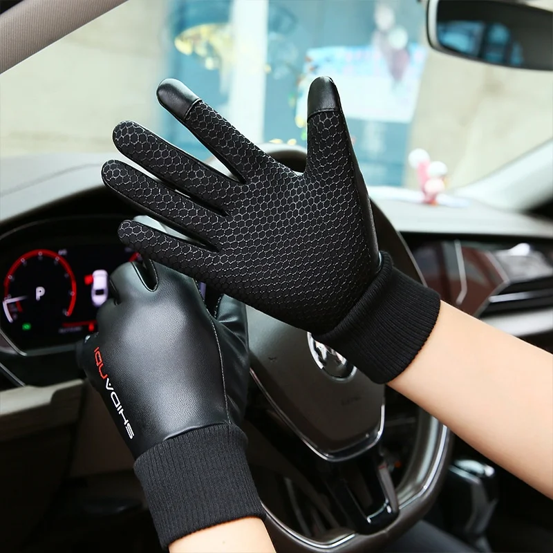 Motorcycle Gloves Thin Fleece Lining Thermal Riding Touch Screen Waterproof Full-finger Cover Motorbike Cycling Riding Snow Ski
