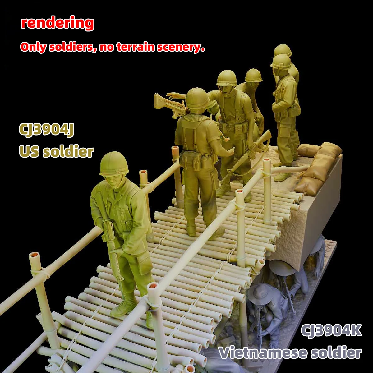 1/35 1/48 1/72 Maßstab Modellbausatz 3D Harz Miniatur-Soldatenfiguren Vietnam-Krieg US- und NVA-Soldaten Unbemalt Unmontiert Diorama – Detail 10