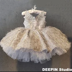 Flower Girls Princess Dress 2024 New Girls Dress Baby Girls Birthday Tutu Dress Baby Girl Toddler Sleeveless Clothes Party Gown