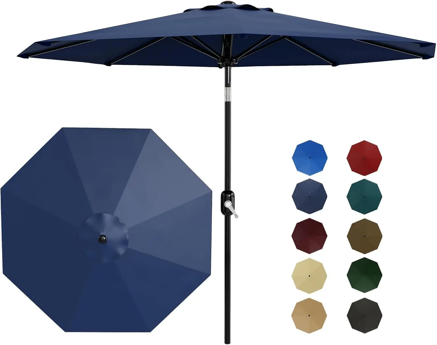 

10FT Patio Umbrella - Outdoor Table Umbrella with Crank Lift & Push Button Tilt - Market Umbrella 8 Sturdy Ribs UV Protection
