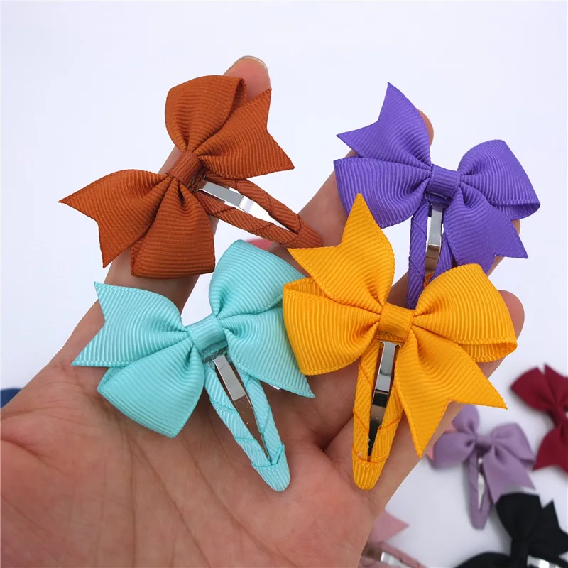 120pc/lot New 2inch Baby Girls Grosgrain Ribbon Bow Hair Clip Kids Ribbon Hair Bow Hair pins Fully Lined Bow Hair Clip Barrettes