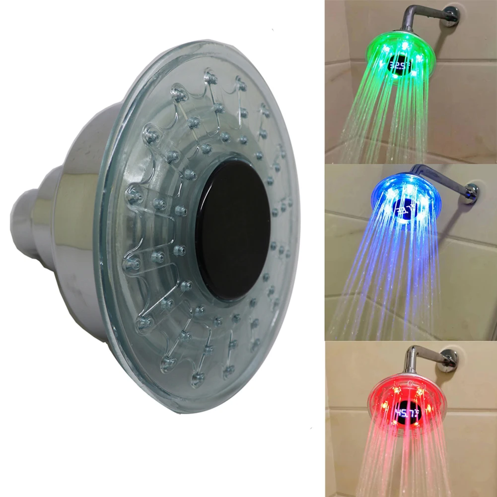 

3 Color ChFor anging LED Shower HeFor ad with TemperFor ature DisplFor ay For and EFor asy InstFor allFor ation