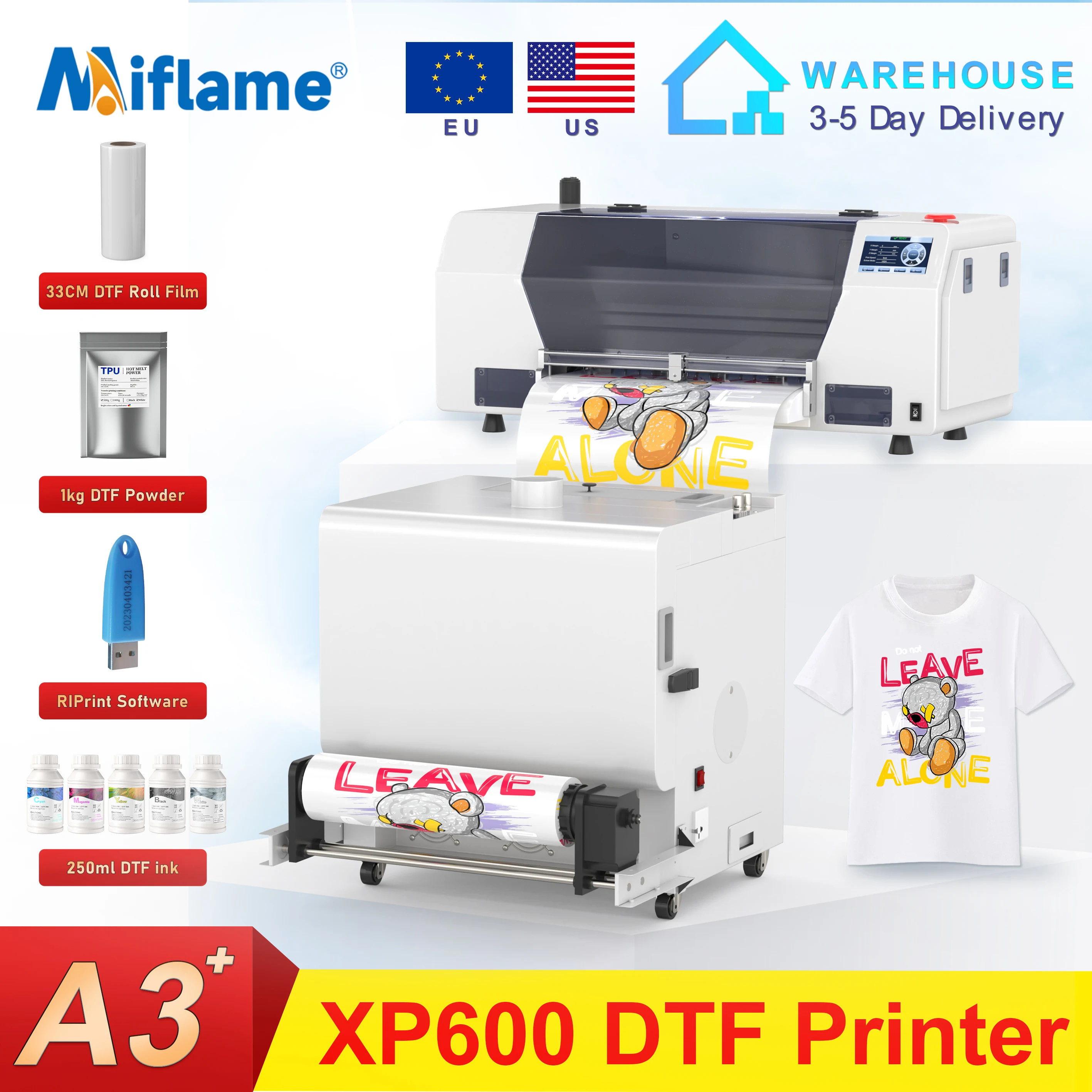 

US Stock A3+ DTF Printer For Epson XP600 T shirt Printing Machine Directly to Film Transfer Printer A3 impresora DTF EU Stock