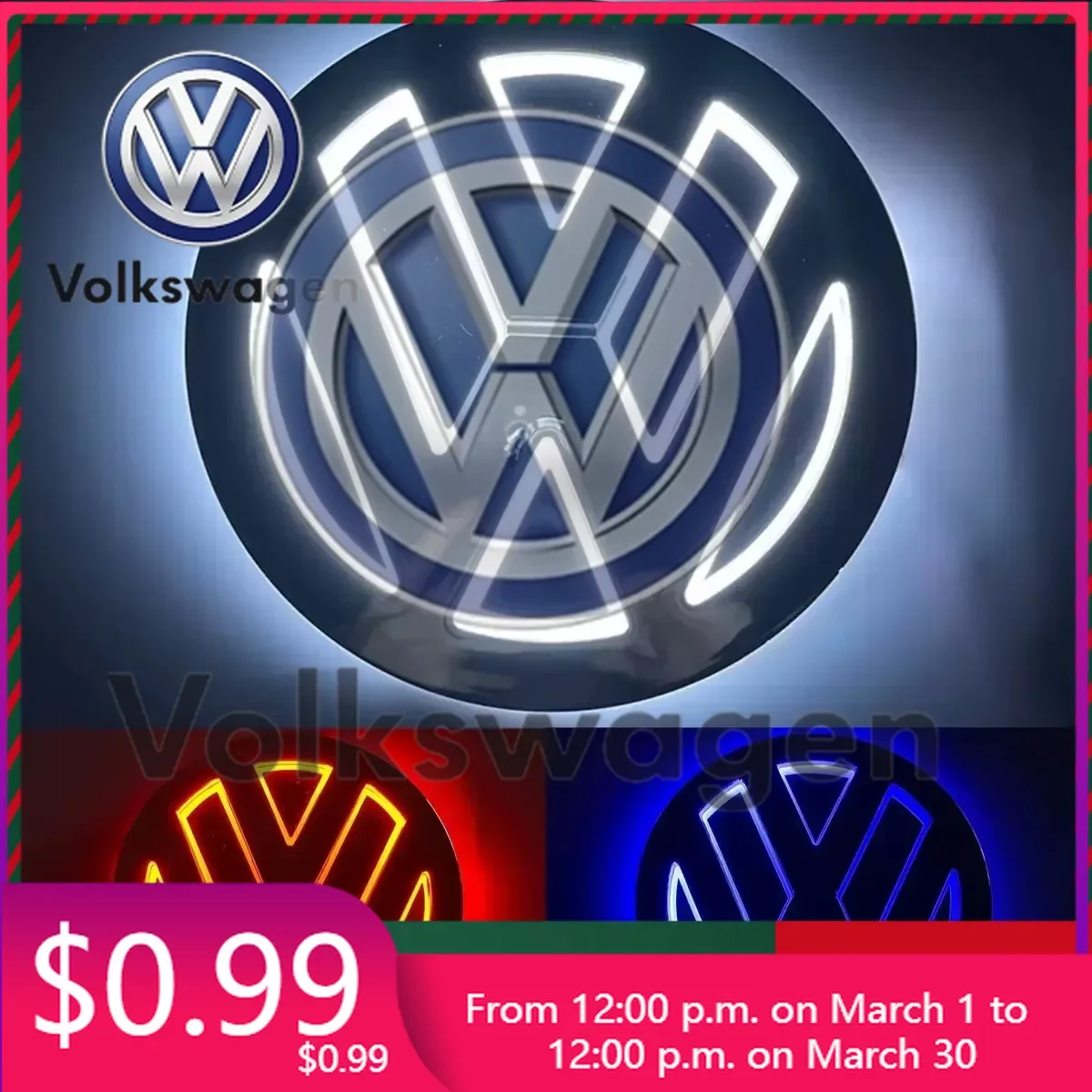 

Car Sticker VW 11cm 5D Logo Light LED Rear Badge Front Grille Light For VW CC Bora Golf Jetta POLO MAGOTAN Passat Logo Lig