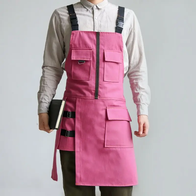 Customized Logo Printing High-end Denim Apron Milk Tea Coffee Shop Work Attire Flower Art Hairdresser Waiter Work Uniform