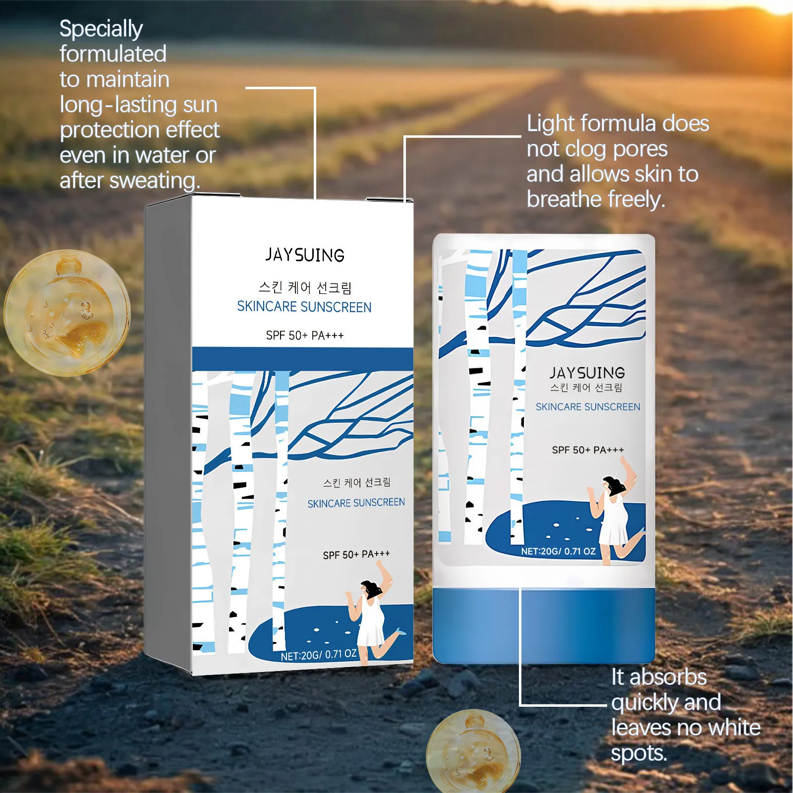 Stick per la protezione solare Spf 50 + Pa ++++ crema protettiva Uv idratante impermeabile illumina la lozione isolante per il corpo del viso opaco