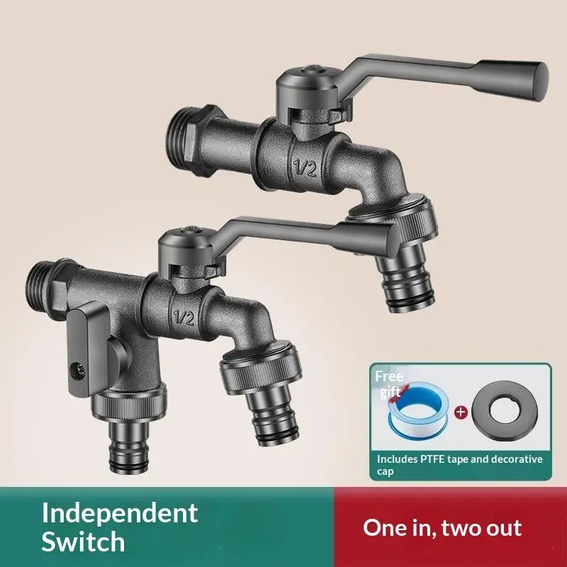 Hot Sale G1/2 Quick Connect Freeze-Proof Faucet, Zinc Alloy Double Outlet Garden Tap