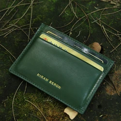 Hiram Beron Italian Leather Card Holder Case Custom Name Simple Style Gift for friend