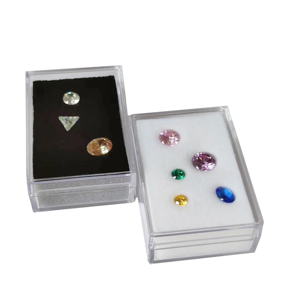 

Clear Diamond Jewelry Display Box Gemstone Storage Case Beads Ring Holder Gems Pendant Charms Stud Organizer Packaging Box 10Pcs