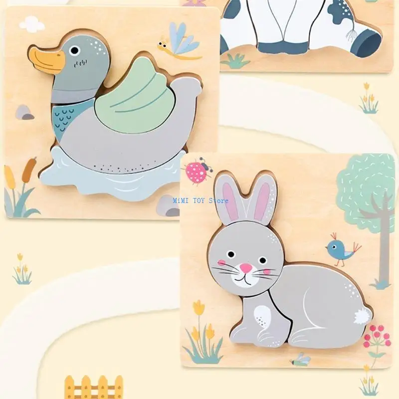 

24BE Cartoon Animals Puzzle Model Toy Educational Handmade Puzzles Models