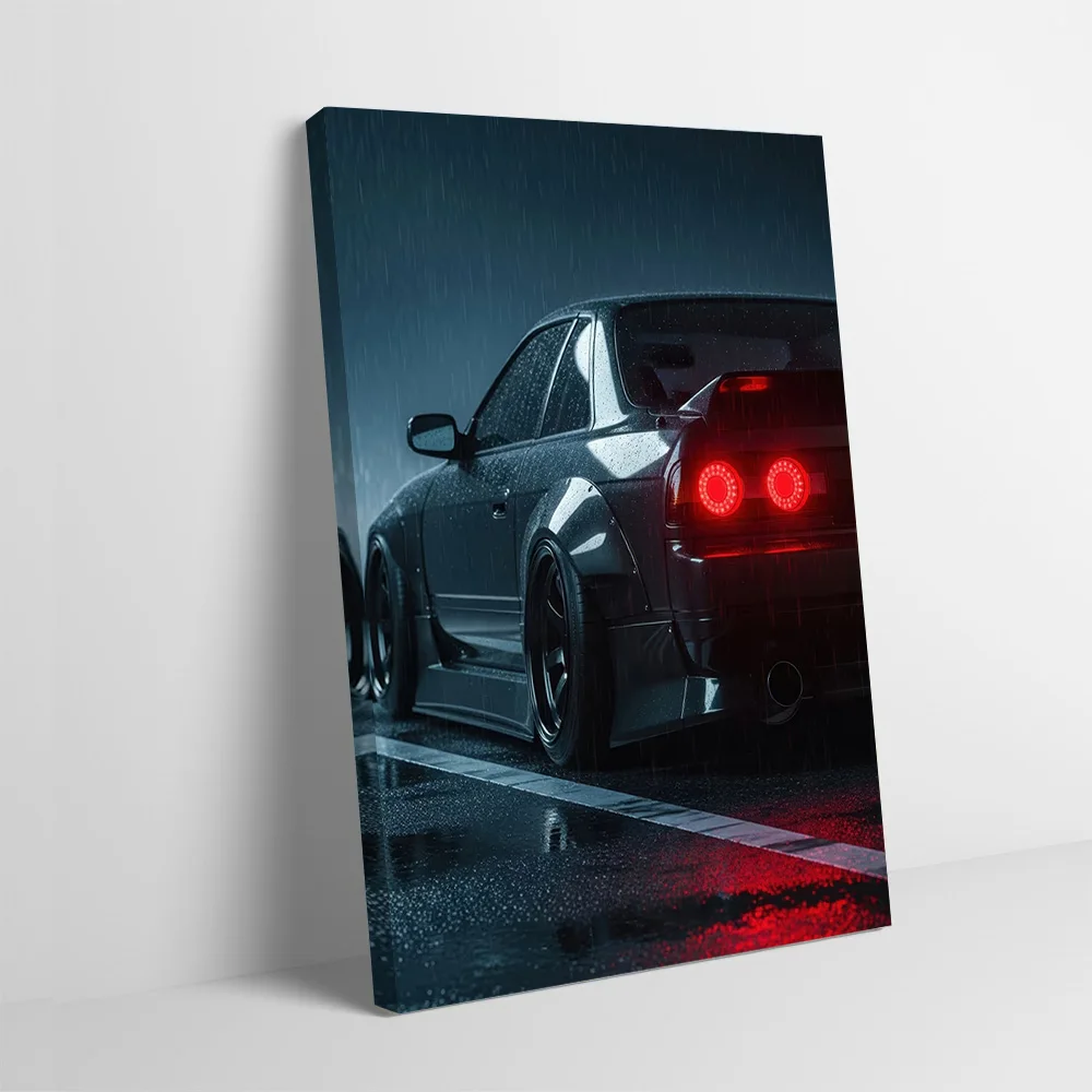 Black Car in Rainy Cityscape Printing Poster Customizable Pictures Wall Art Canvas Painting for Decoration Living Room Wand Deko