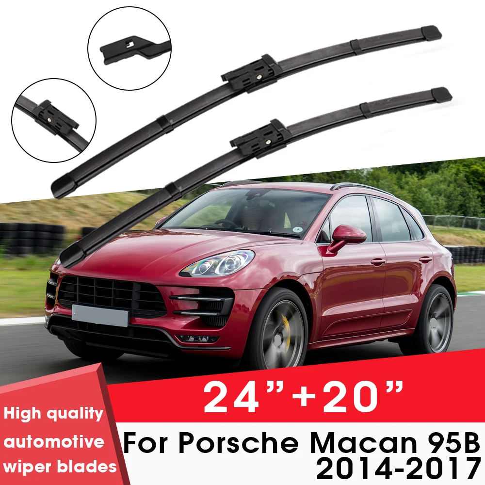 

Car Wiper Blade Blades For Porsche Macan 95B 2014-2017 24"+20"Windshield Windscreen Clean Rubber Silicon Cars Wipers Accessories