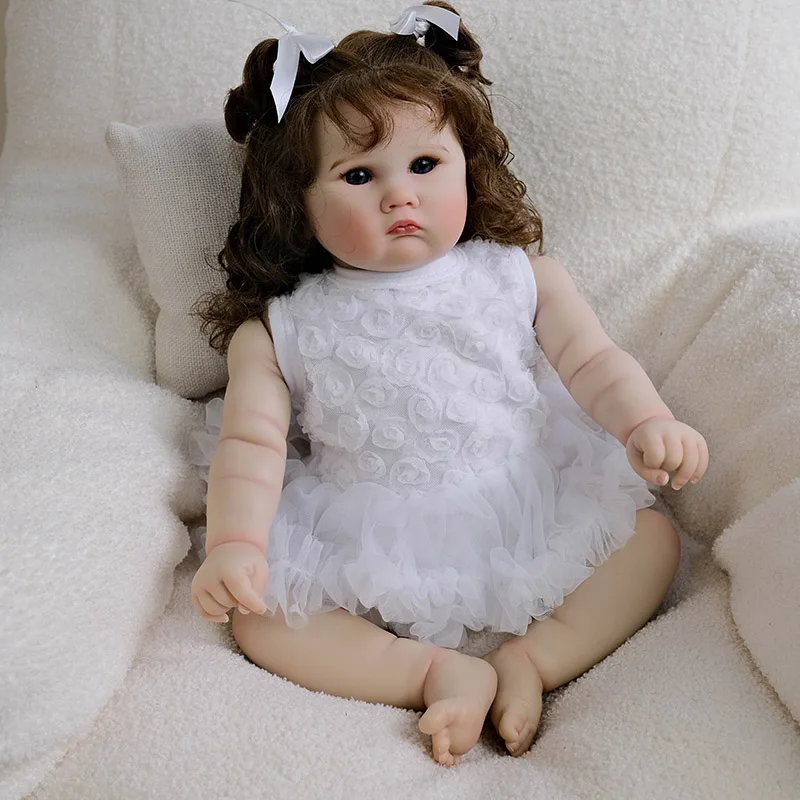 

20-дюймовая реалистичная кукла Charlottte Reborn Baby Gril для новорожденных, ручные укорененные волосы, 3D краска для кожи, видимые вены, коллекционная художественная кукла