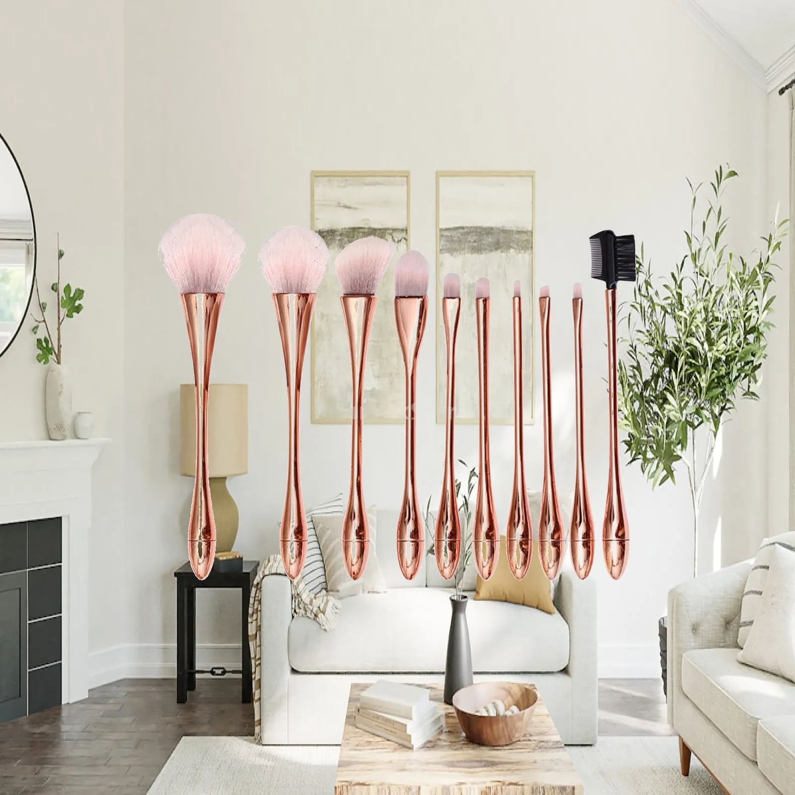 10 Pcs Makeup Brushes Synthetic Blending Soft for Neck Shadows