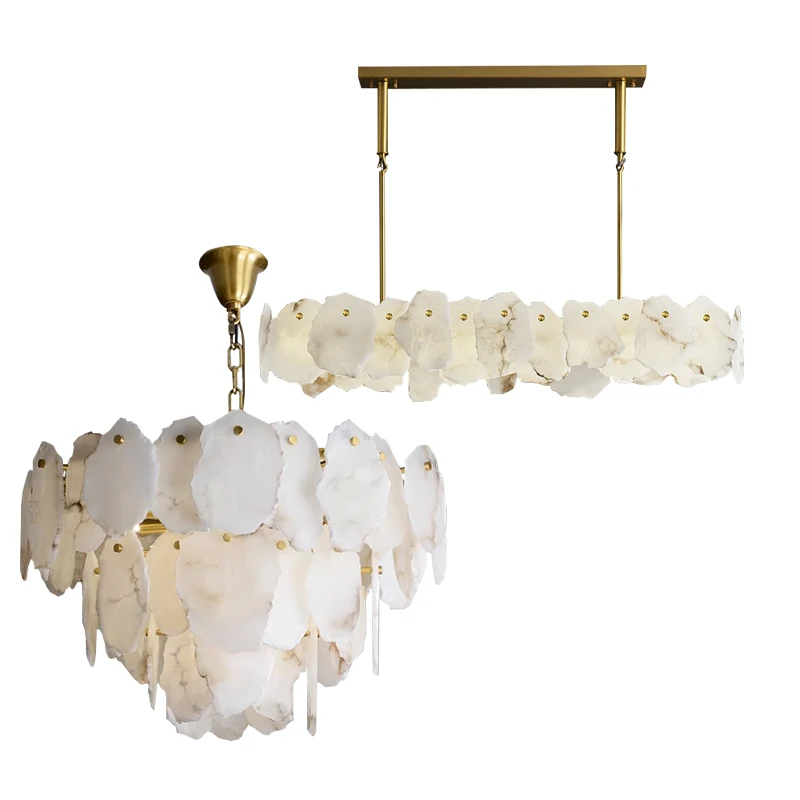 

Nordic Elegant Suspension Marble Ceiling Pendant Lights Led E14 Dimmable Luxury Alabaster Hanglamp for Dining Room Living Room